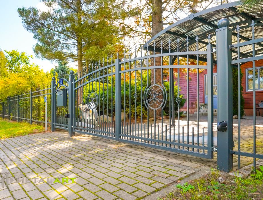 Bogentor, Zaunanlage, moderne Zäune, Zaun von Metal Art